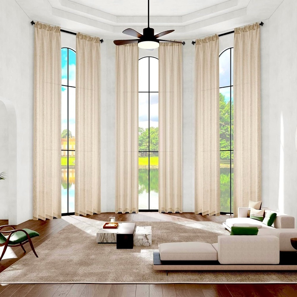 NIB- Maswond Extra Long Linen Curtain. 1 panel. Natural in Color. Size- 52x240
